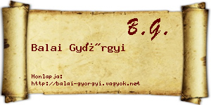 Balai Györgyi névjegykártya